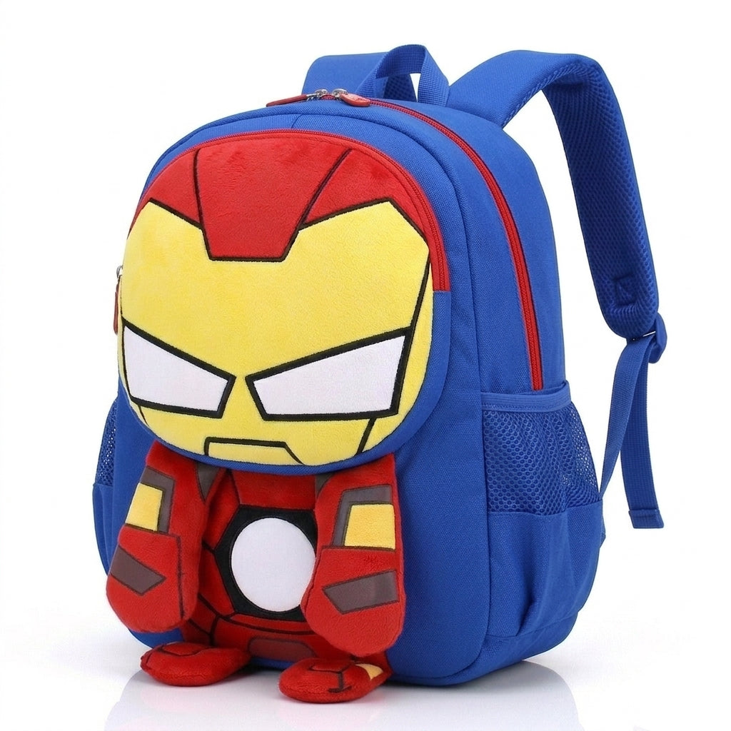 Sac à dos enfant Iron Man 3D Noir, Bleu Ciel & Bleu Foncé